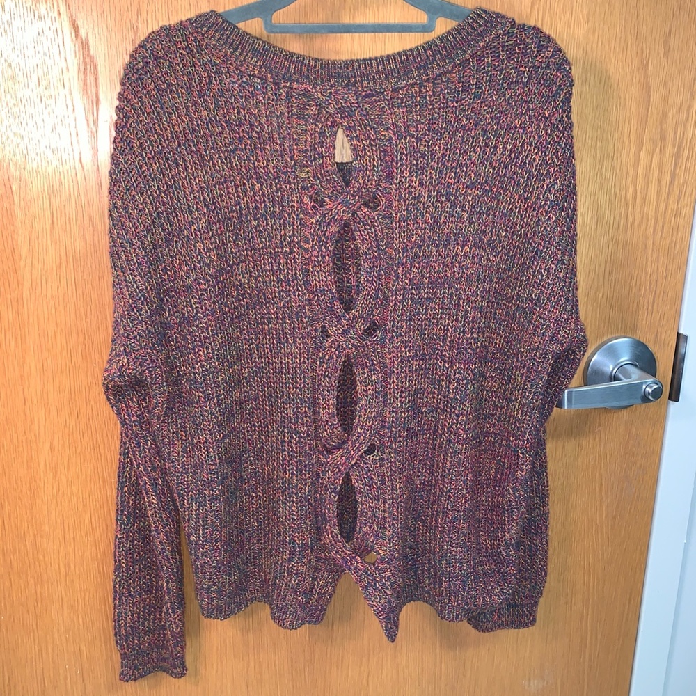Express Cable Knit Split Back Pullover Sweater